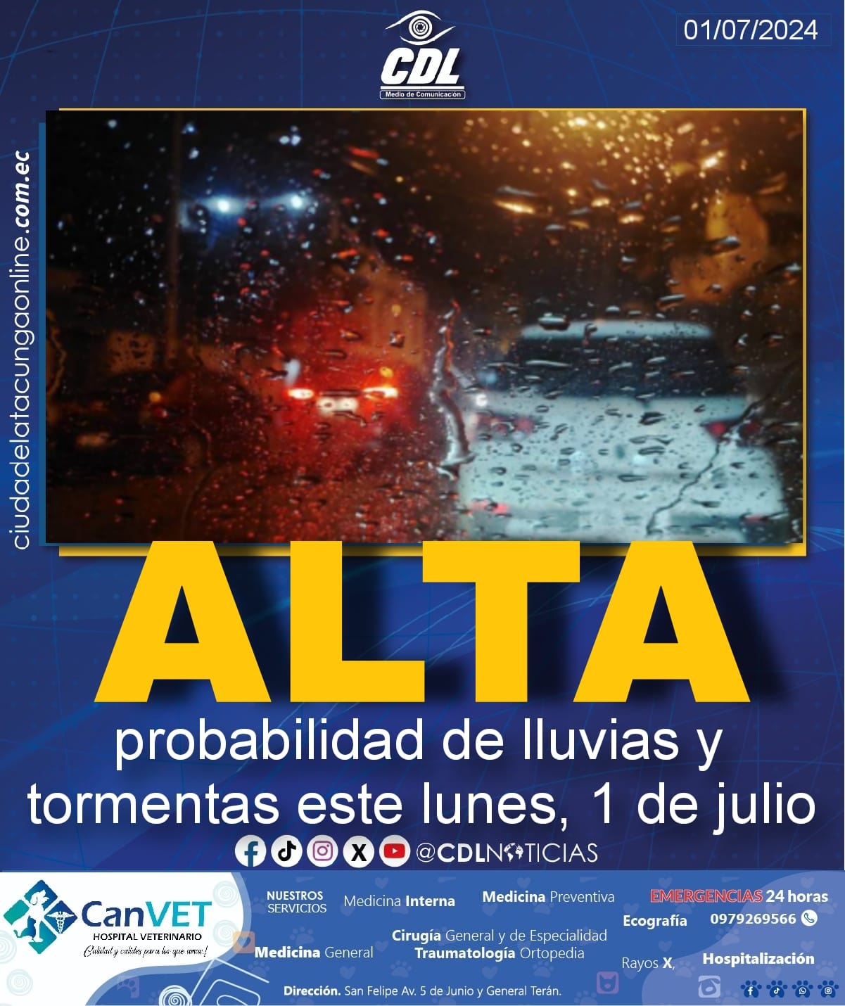 Clima en Ecuador: alta probabilidad de lluvias y tormentas este lunes, 1 de julio