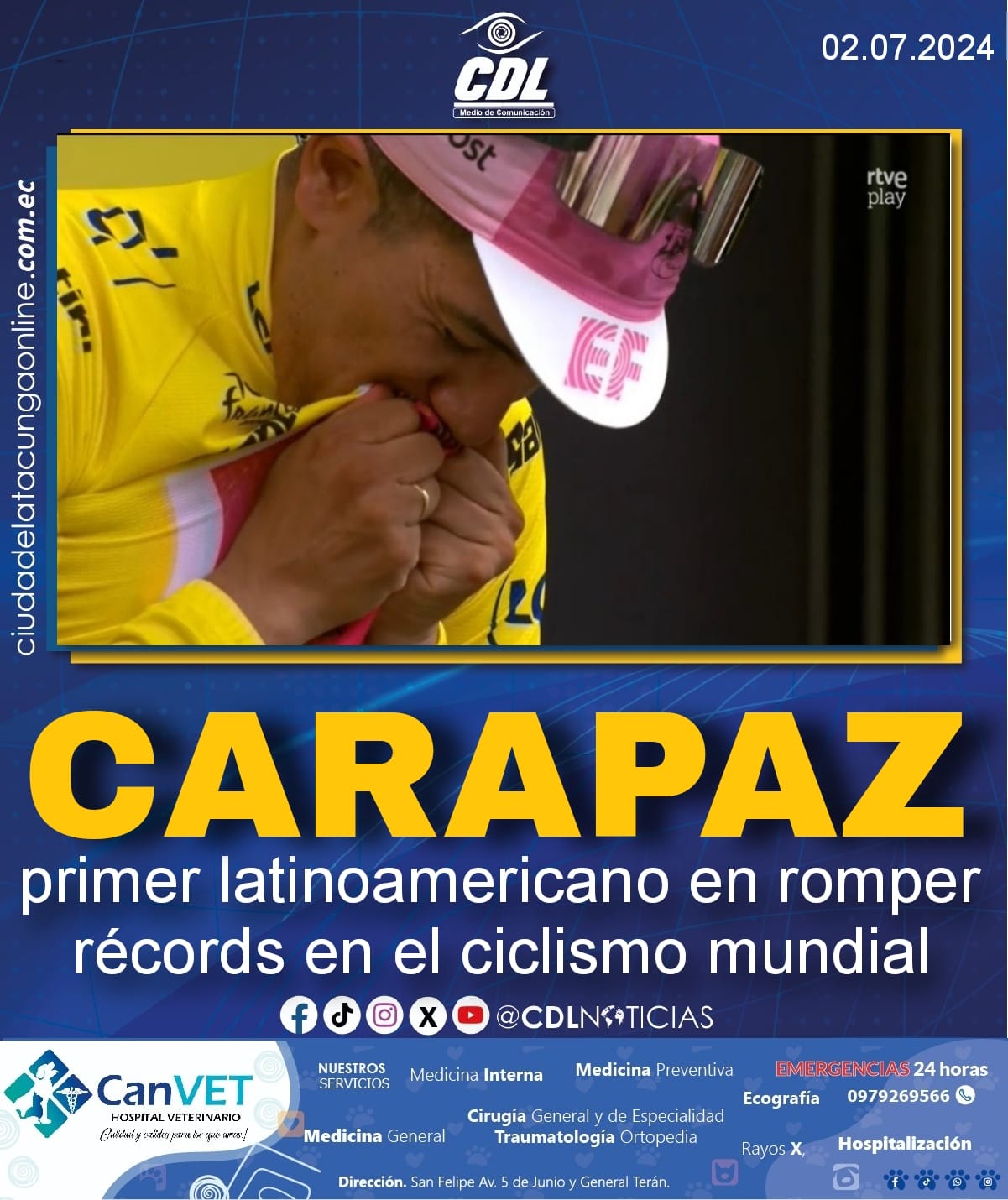 Carapaz: primer latinoamericano en romper récords en el ciclismo mundial