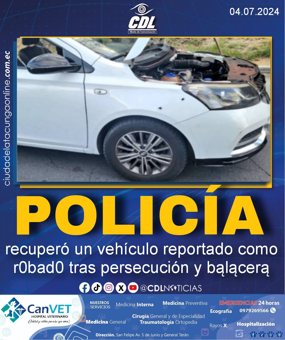 La Policía recuperó un vehículo reportado como r0bad0 tras persecución y bąlącerą