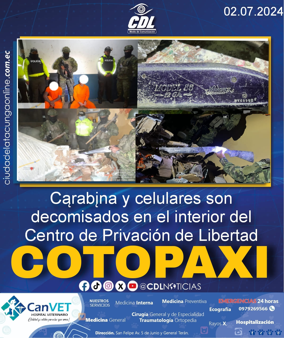 Cąrabįna y celulares son decomisados en el interior del Centro de Privación de Libertad Cotopaxi