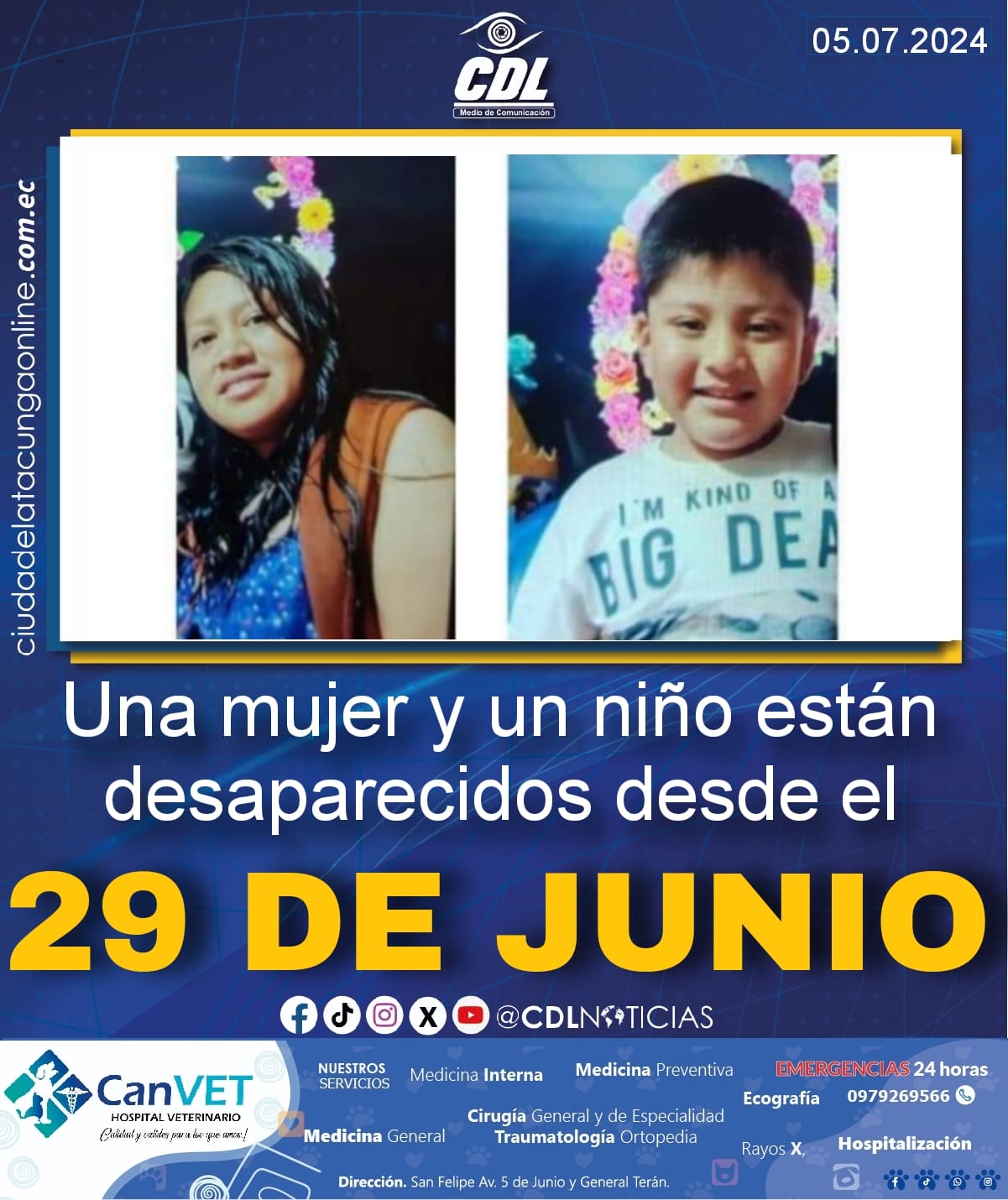 Quito: Una mujer y un niño están desaparecidos desde el 29 de junio