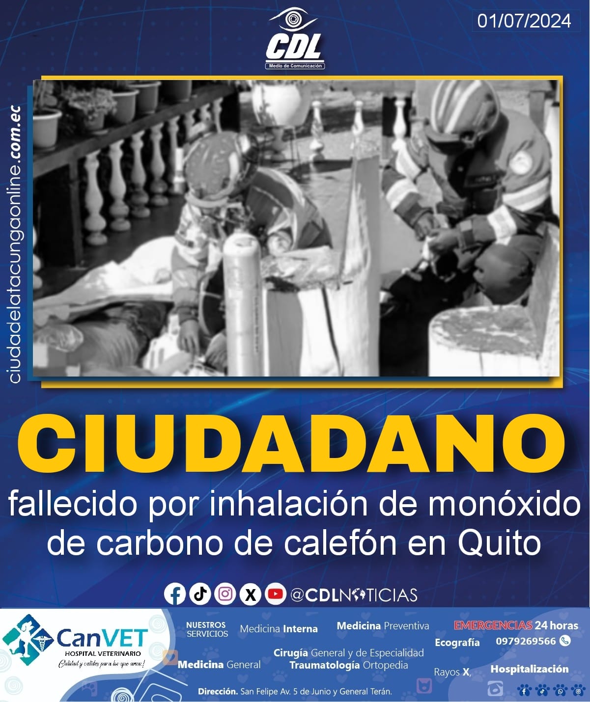 Ciudadano fallecido por inhalación de monóxido de carbono de calefón en Quito
