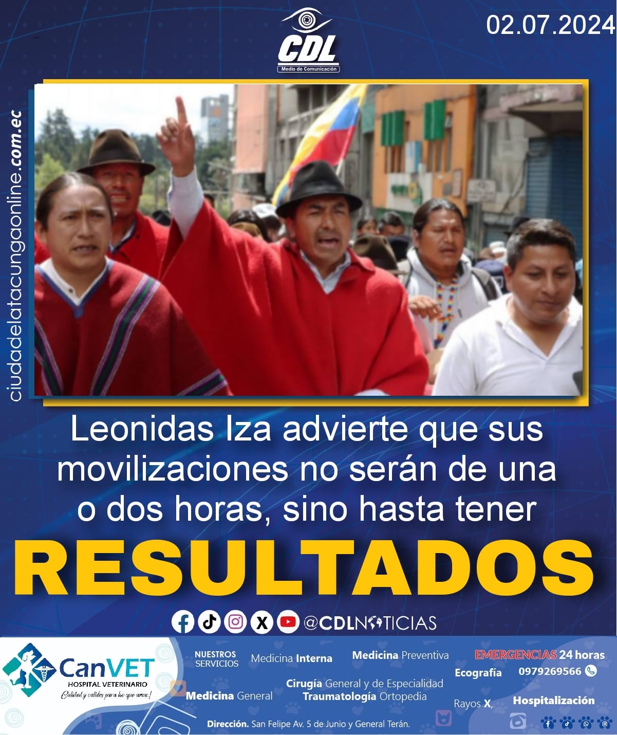 Leonidas Iza advierte que sus movilizaciones no serán de una o dos horas, sino hasta tener resultados