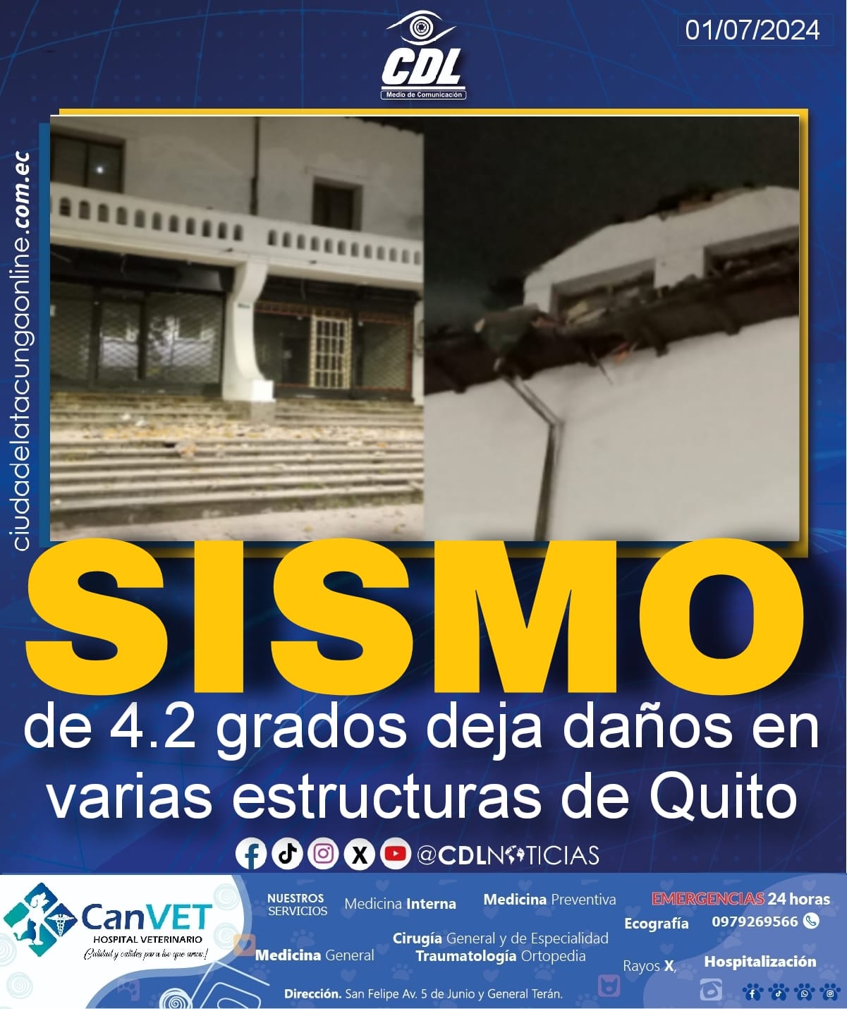Sismo de 4.2 grados deja daños en varias estructuras de Quito