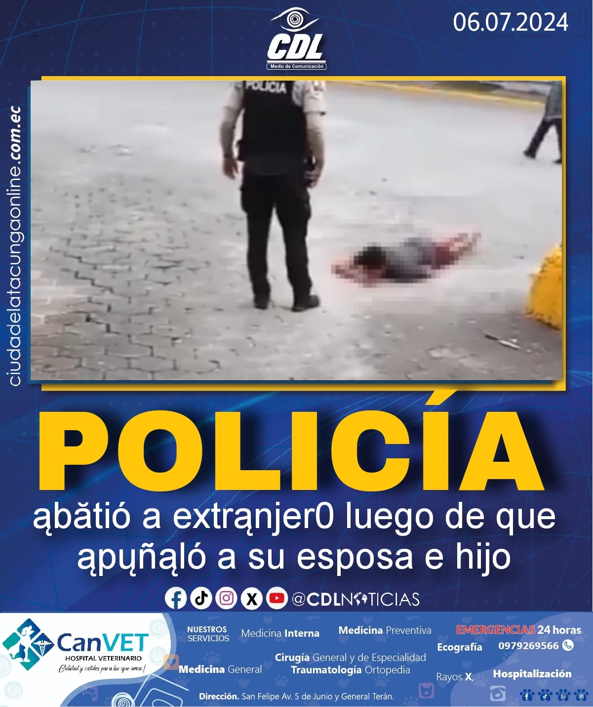 Policía ąbątió a extranjero luego de que ąpųñaló a su esposa e hijo