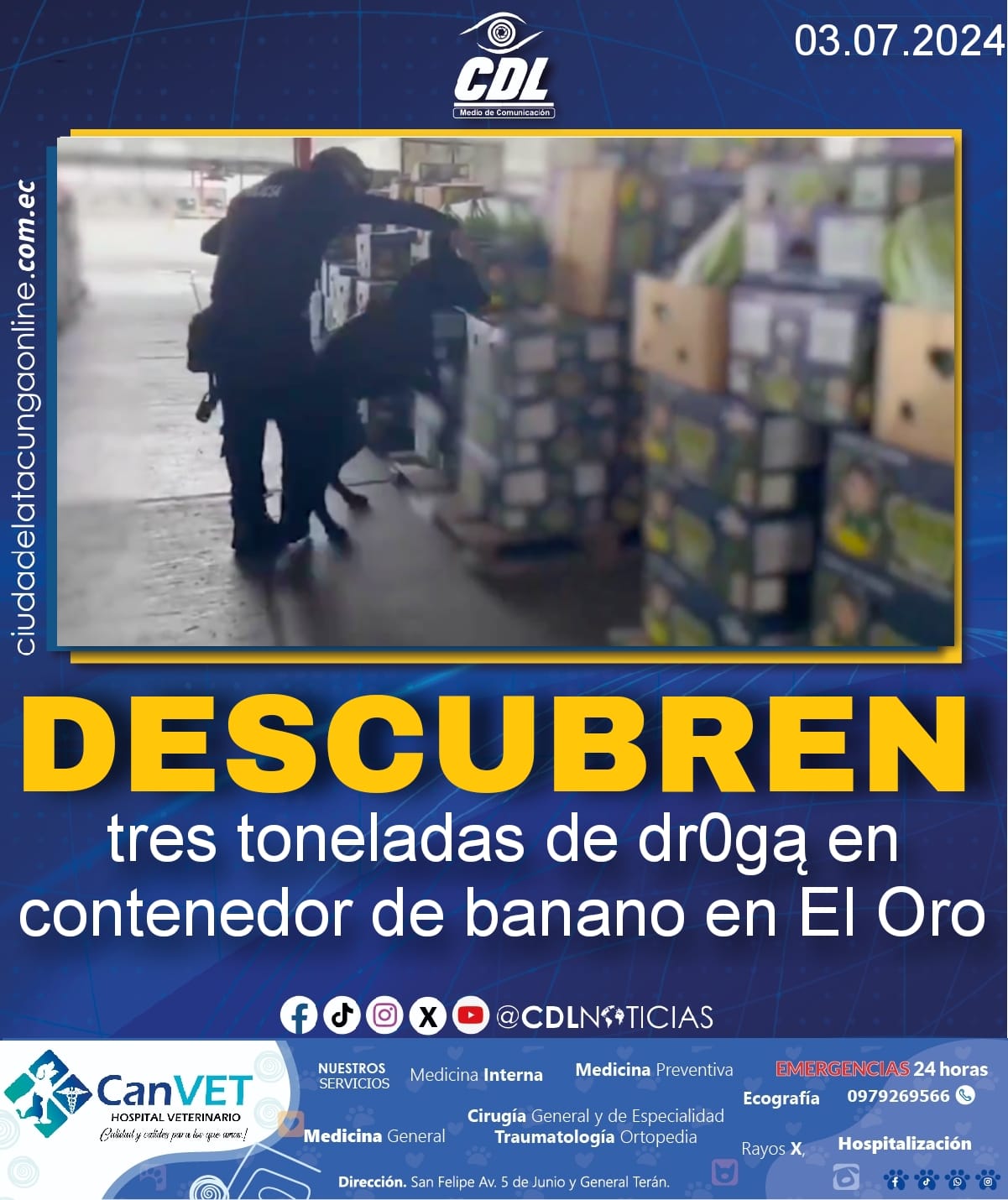 Descubren tres toneladas de dr0gą en contenedor de banano en El Oro: su destino final era Rusia