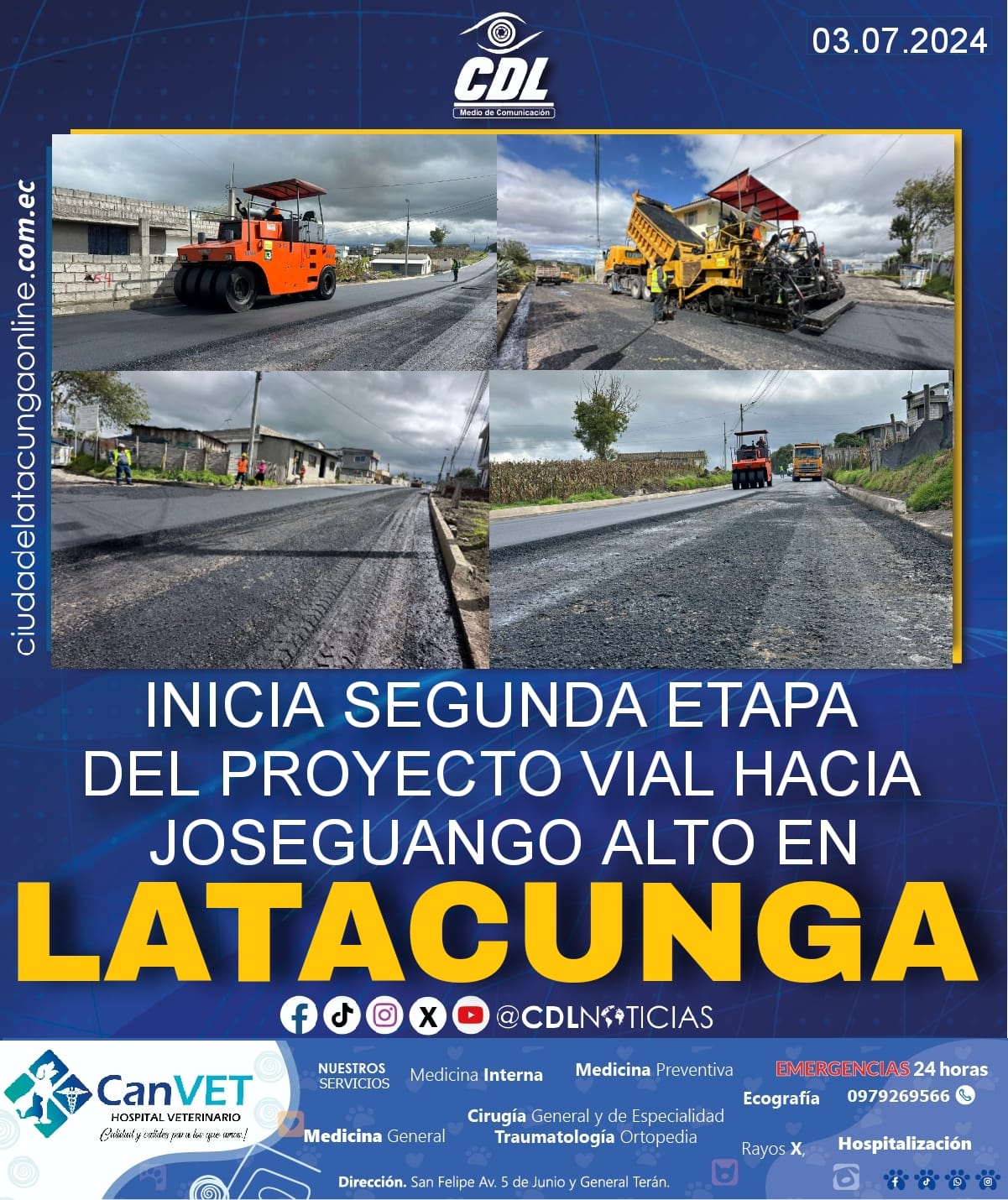 INICIA SEGUNDA ETAPA DEL PROYECTO VIAL HACIA JOSEGUANGO ALTO EN LATACUNGA