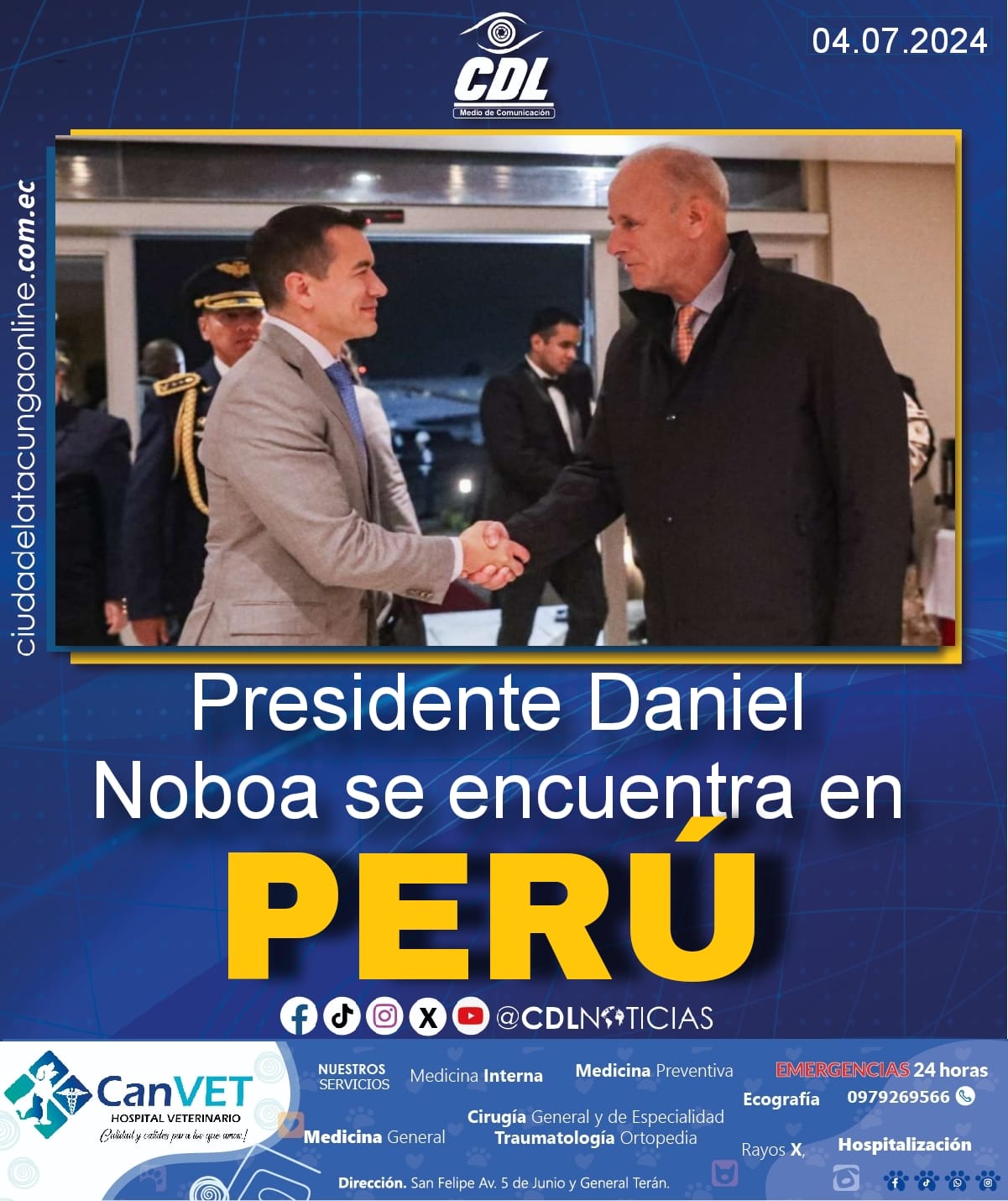 Presidente Daniel Noboa se encuentra en Perú