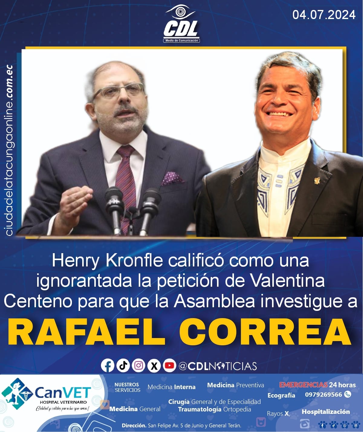 Henry Kronfle calificó como una ignorantada la petición de Valentina Centeno para que la Asamblea investigue a Rafael Correa