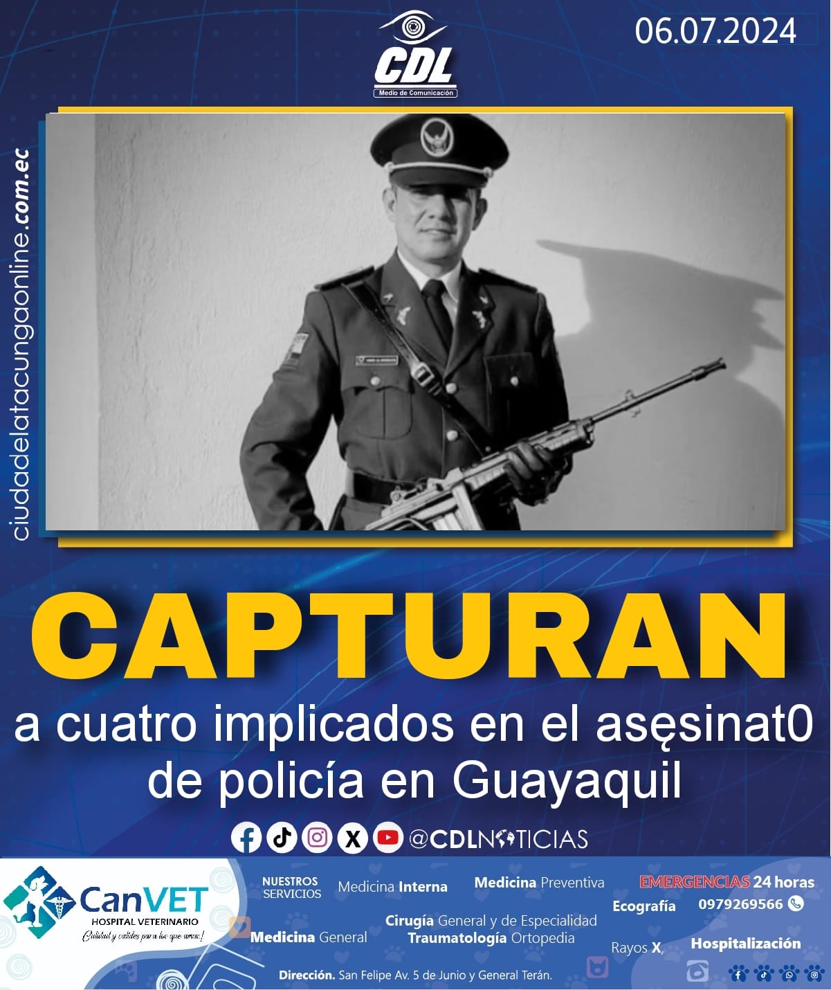 Capturan a cuatro implicados en el asesinato de policía en Guayaquil