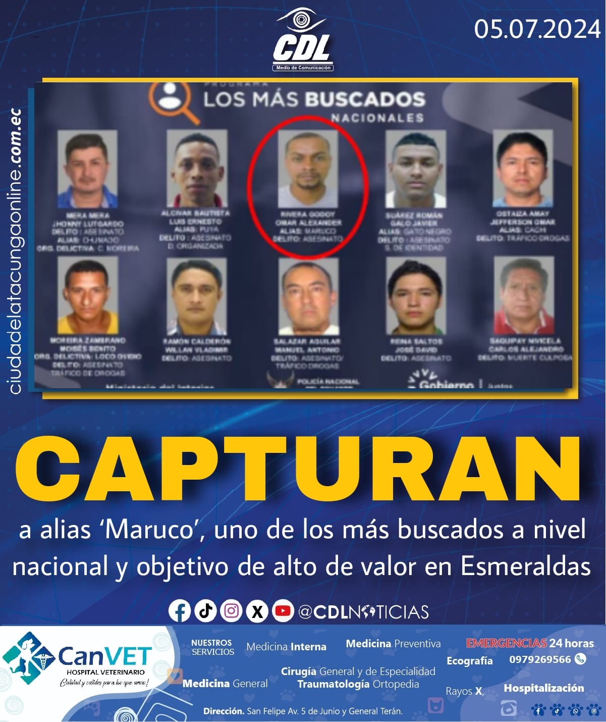 Capturan a alias ‘Maruco’, uno de los más buscados a nivel nacional y objetivo de alto de valor en Esmeraldas