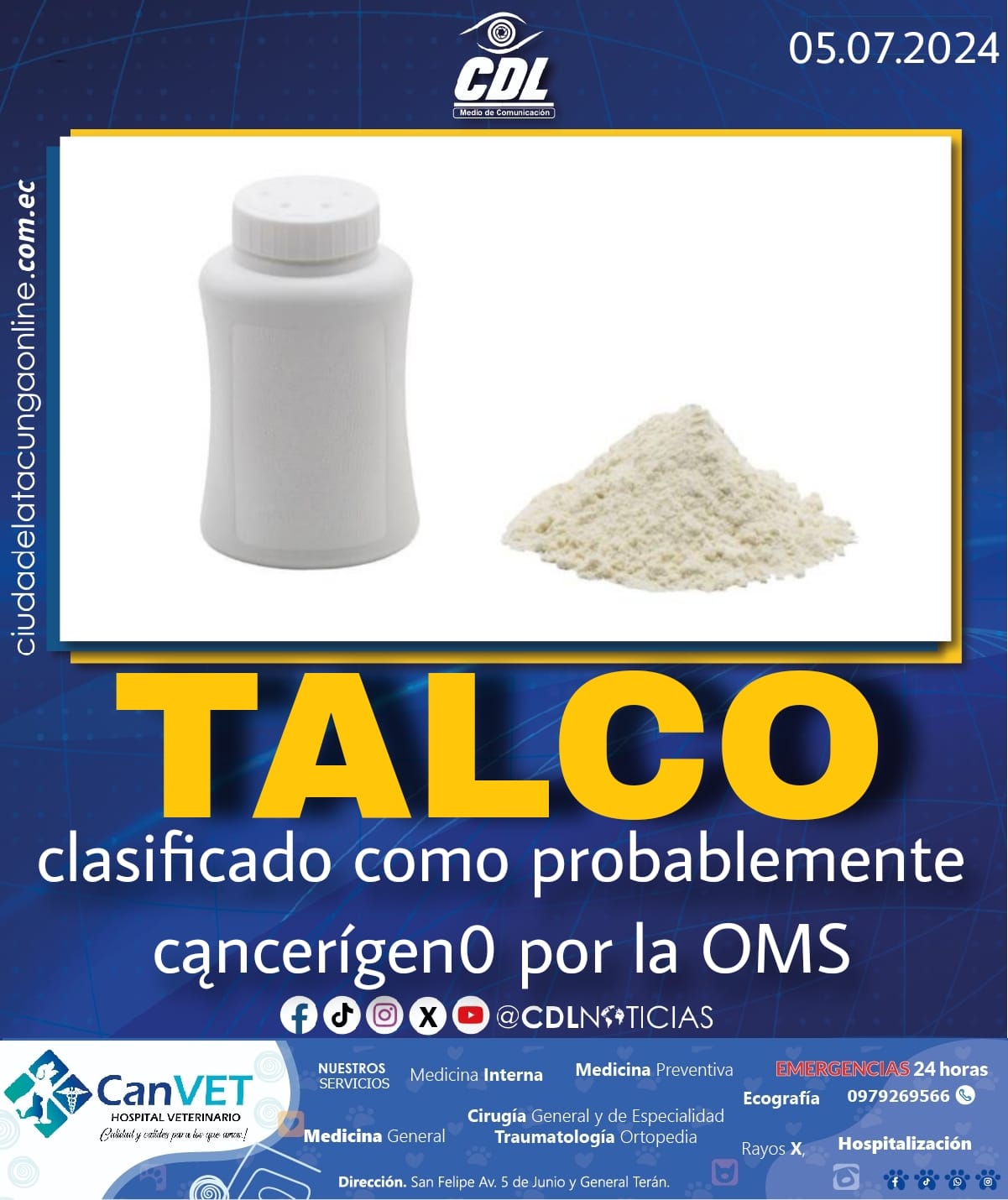 El talco clasificado como probablemente cąncerígen0 por la OMS