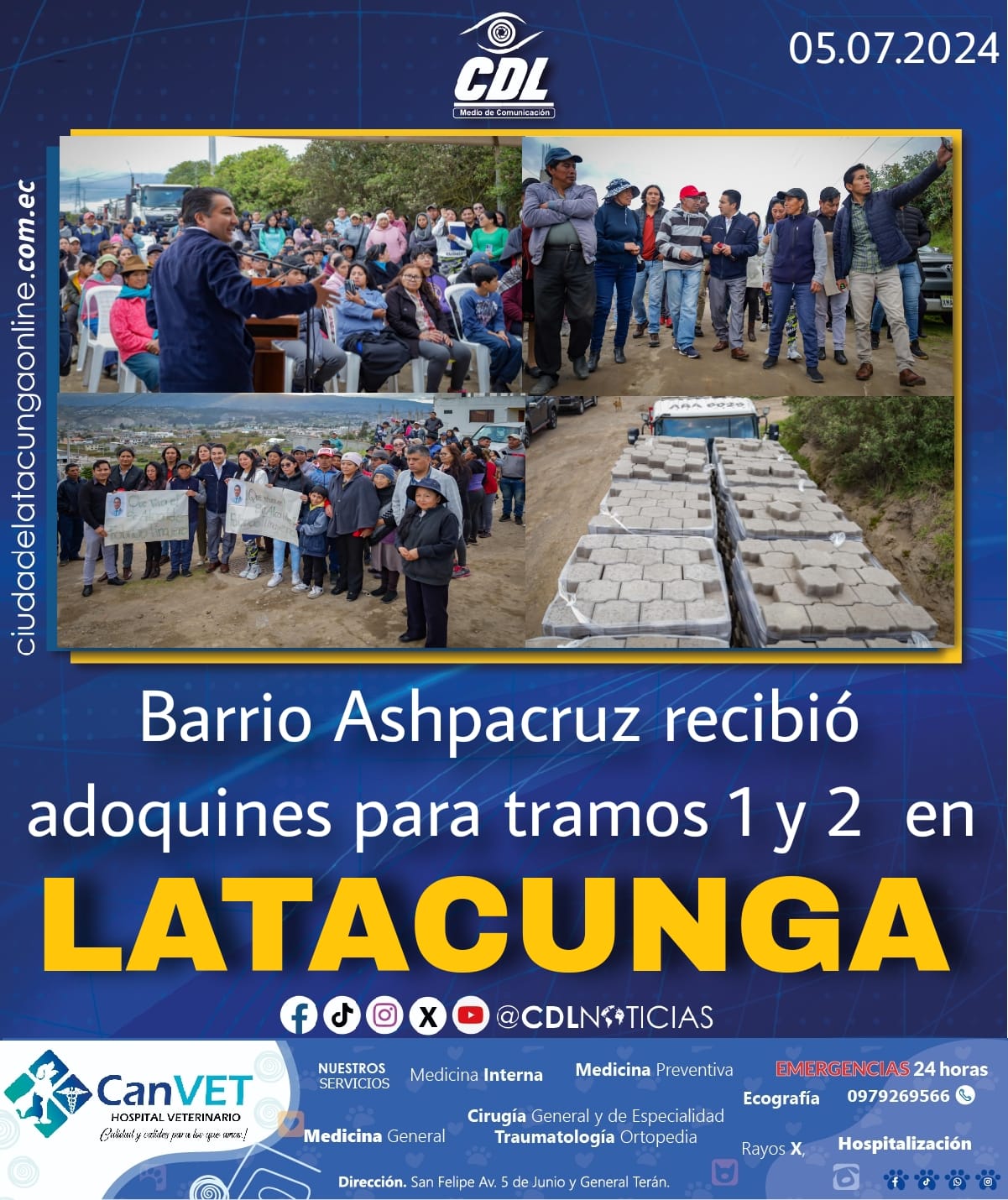 Barrio Ashpacruz recibió adoquines para tramos 1 y 2 en Latacunga