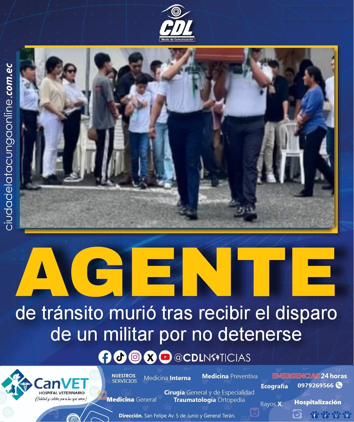 Agente de tránsito murió tras recibir el disparo de un militar por no detenerse