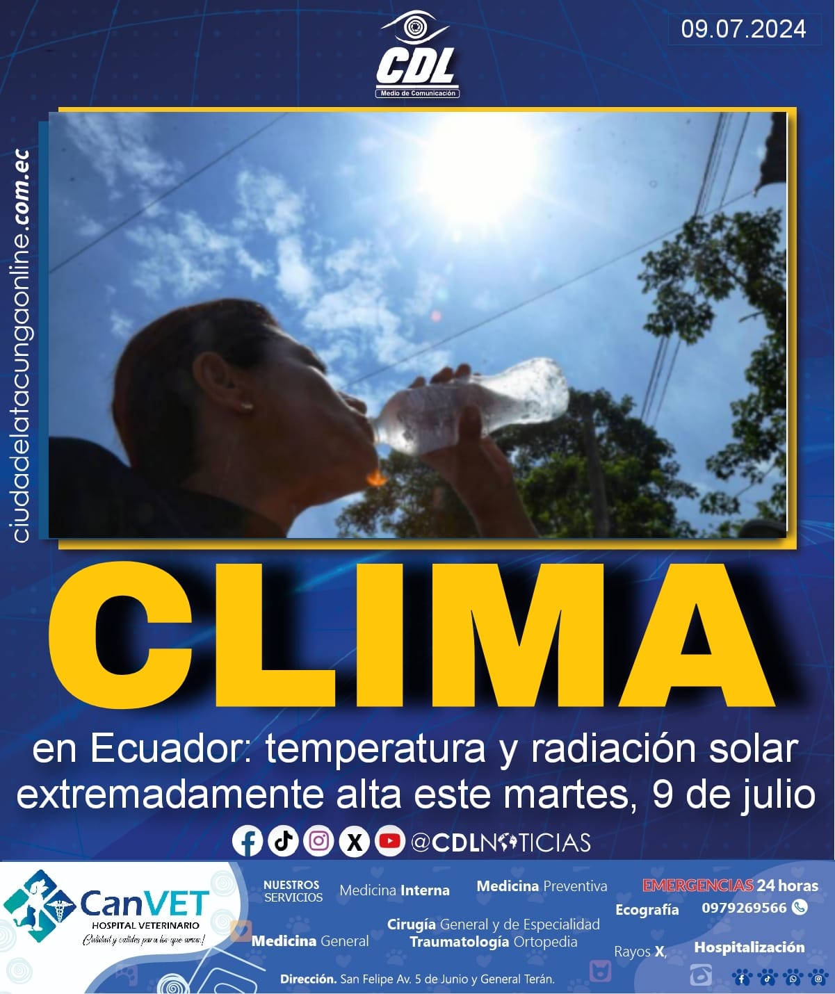 Clima en Ecuador: temperatura y radiación solar extremadamente alta este martes, 9 de julio