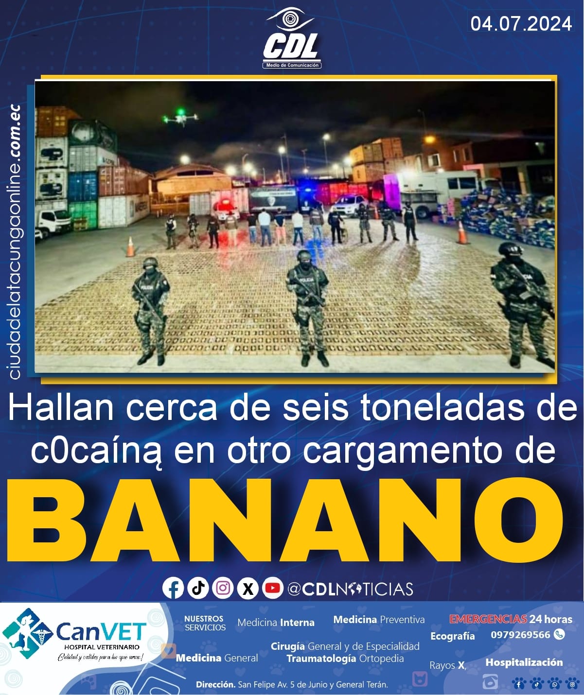 Guayaquil: hallan cerca de seis toneladas de c0caíną en otro cargamento de banano