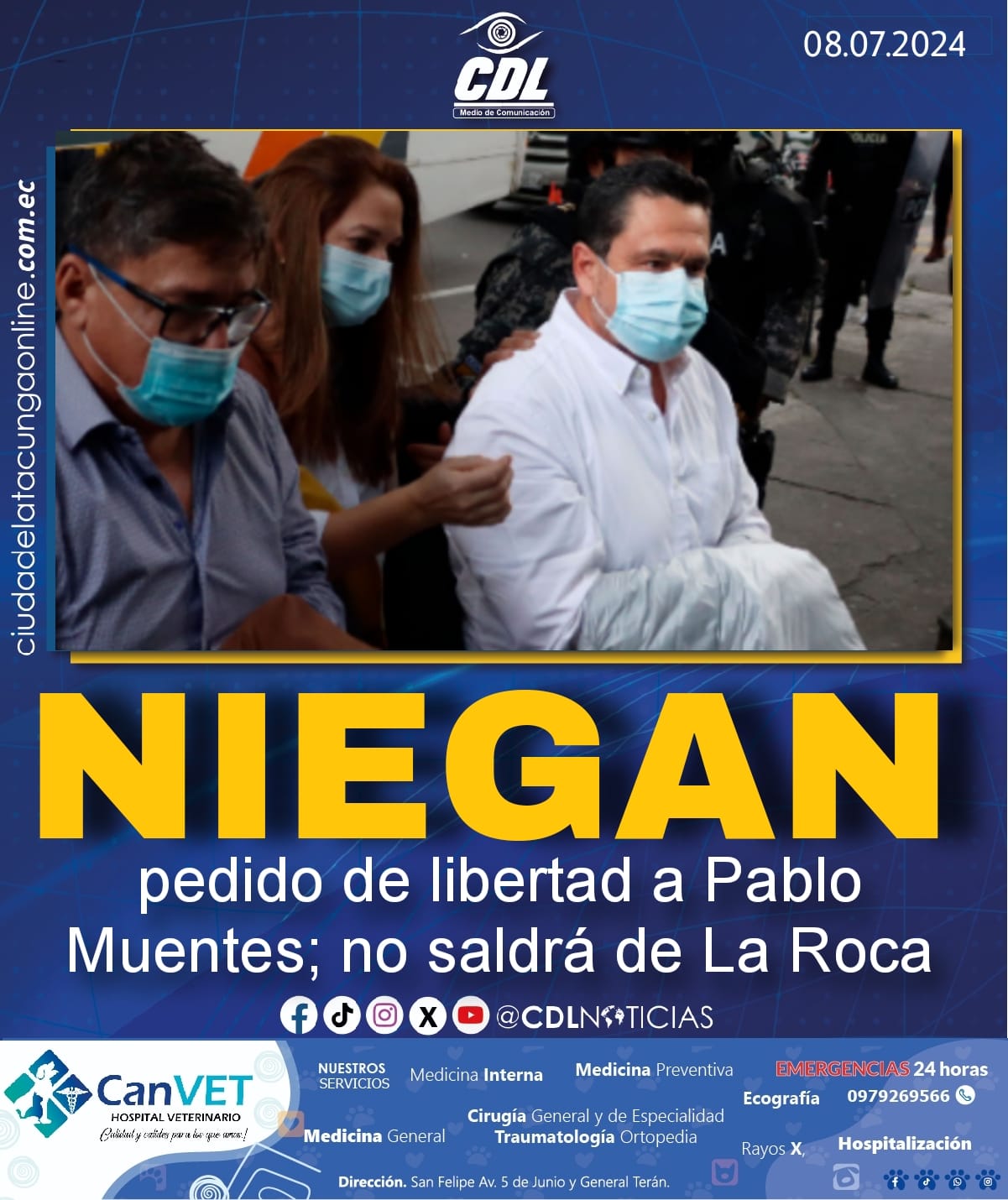 Niegan pedido de libertad a Pablo Muentes; no saldrá de La Roca