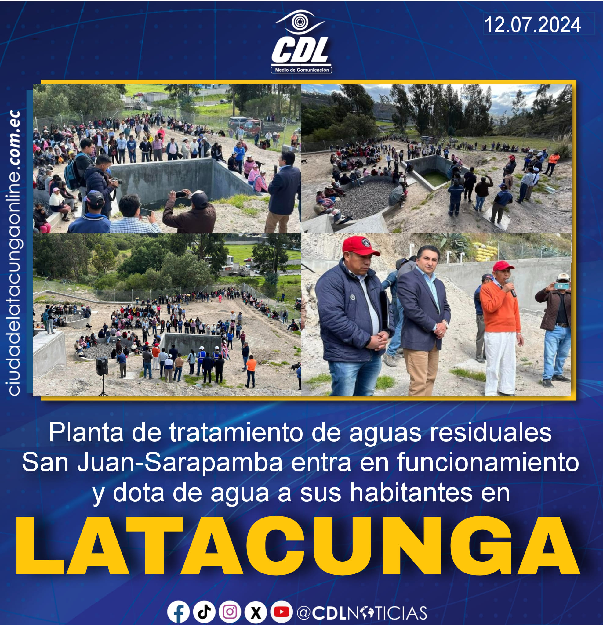 Planta de tratamiento de aguas residuales San Juan-Sarapamba entra en funcionamiento y dota de agua a sus habitantes en Latacunga