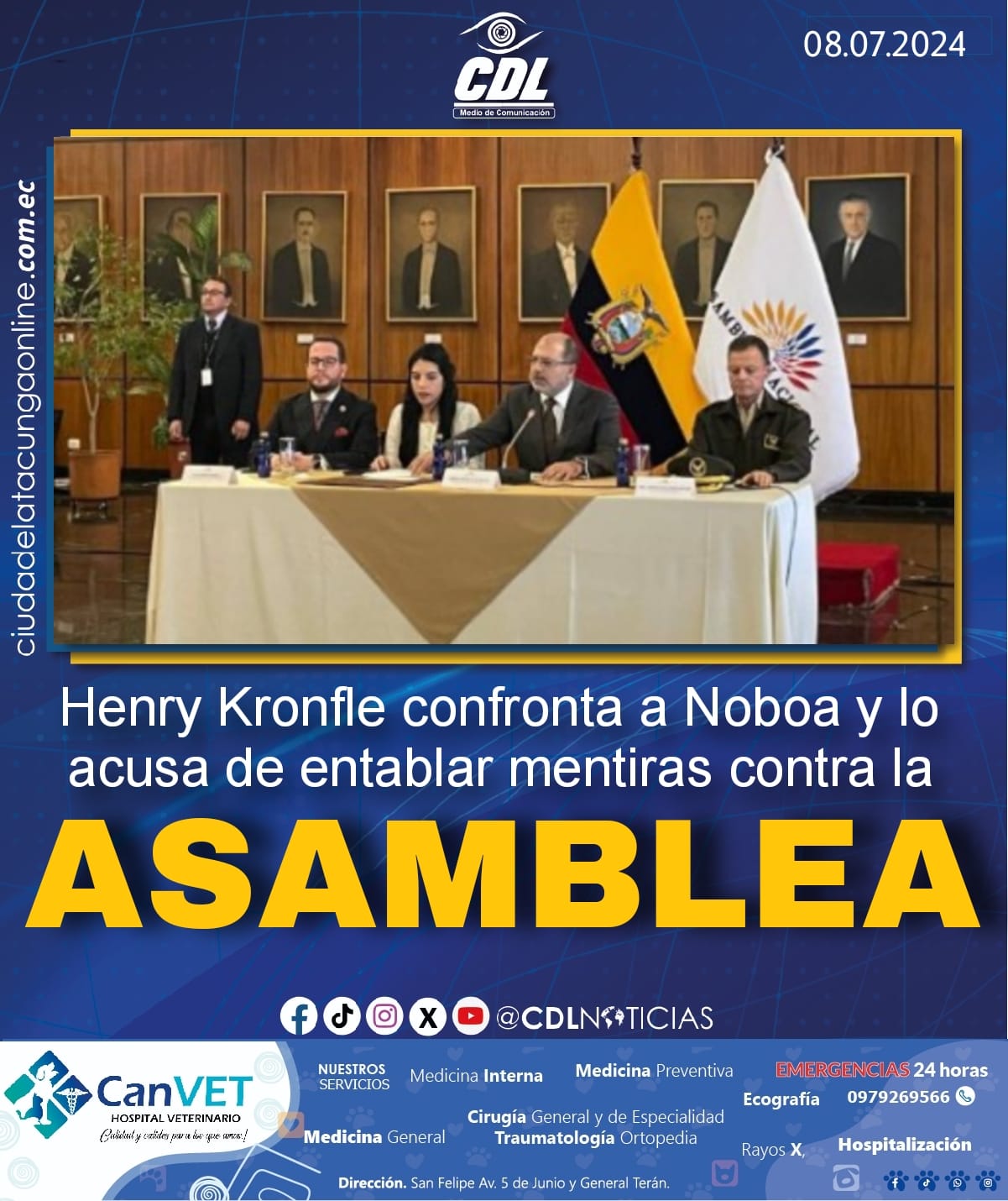 Henry Kronfle confronta a Noboa y lo acusa de entablar mentiras contra la Asamblea