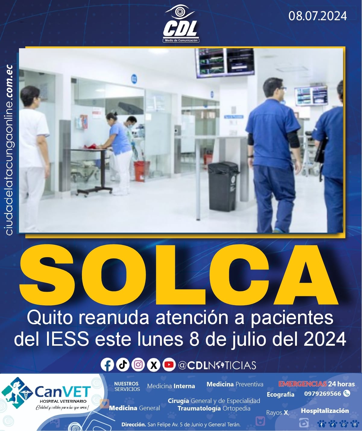 Solca Quito reanuda atención a pacientes del IESS este lunes 8 de julio del 2024
