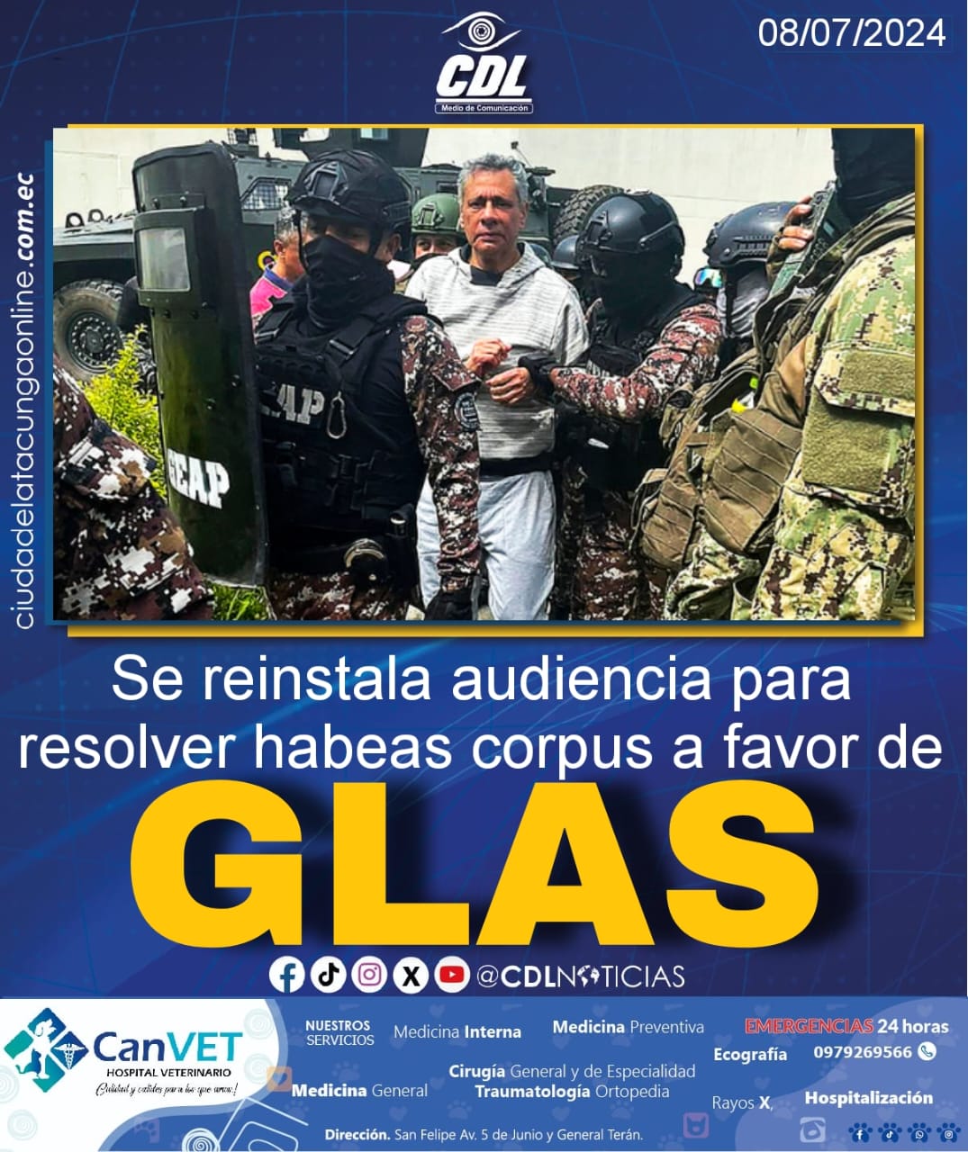 Se reinstala audiencia para resolver habeas corpus a favor de Jorge Glas