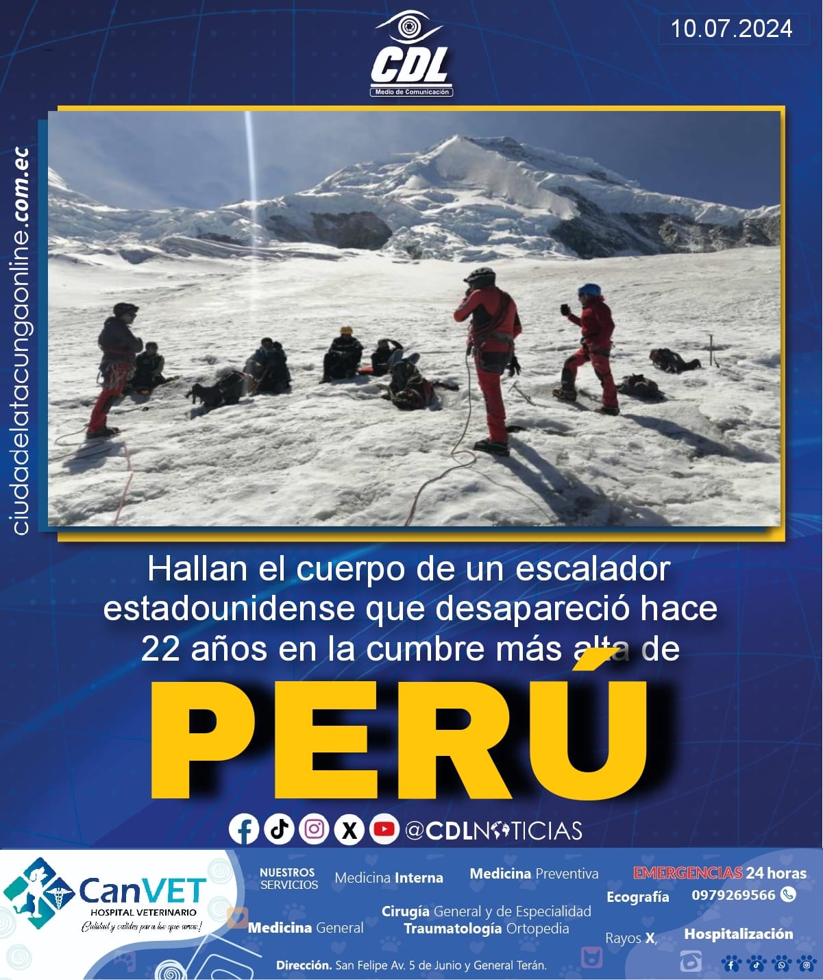 Hallan el cuerpo de un escalador estadounidense que desapareció hace 22 años en la cumbre más alta de Perú