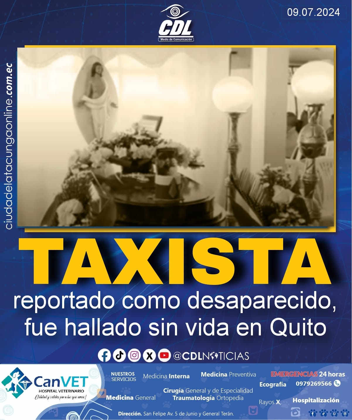 Un taxista, reportado como desaparecido, fue hallado sin vida en Quito
