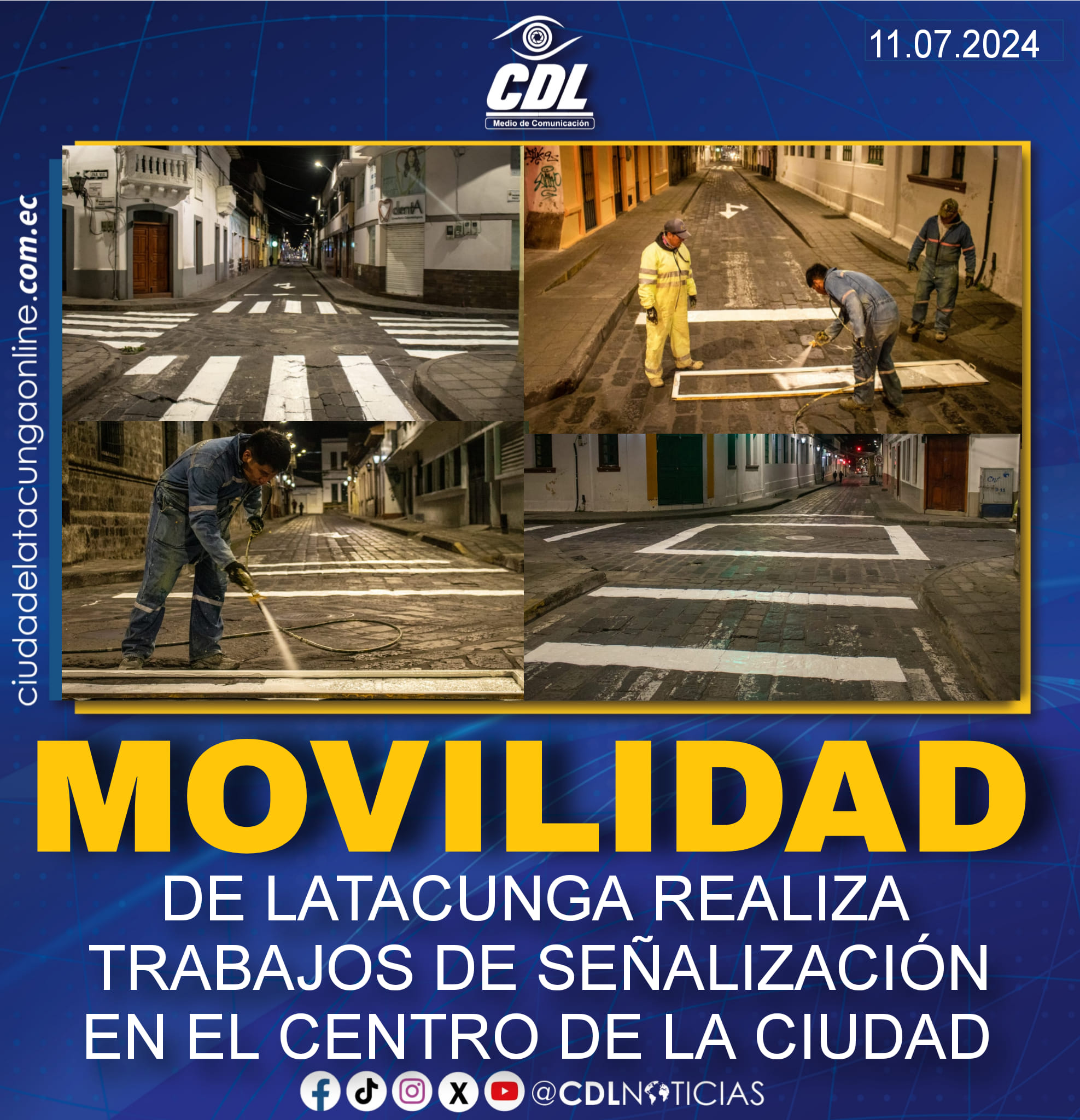 MOVILIDAD DE LATACUNGA REALIZA TRABAJOS DE SEÑALIZACIÓN EN EL CENTRO DE LA CIUDAD