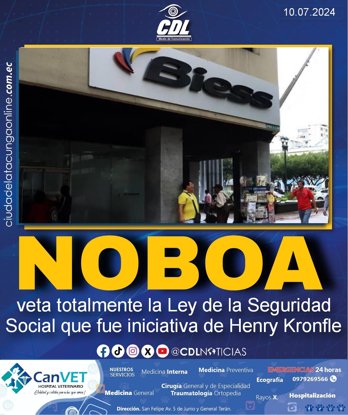 Noboa veta totalmente la Ley de la Seguridad Social que fue iniciativa de Henry Kronfle