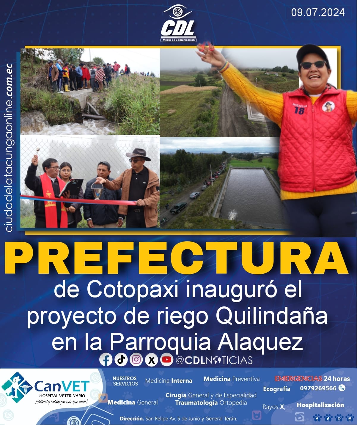 Prefectura de Cotopaxi inauguró el proyecto de riego Quilindaña de la Parroquia Alaquez