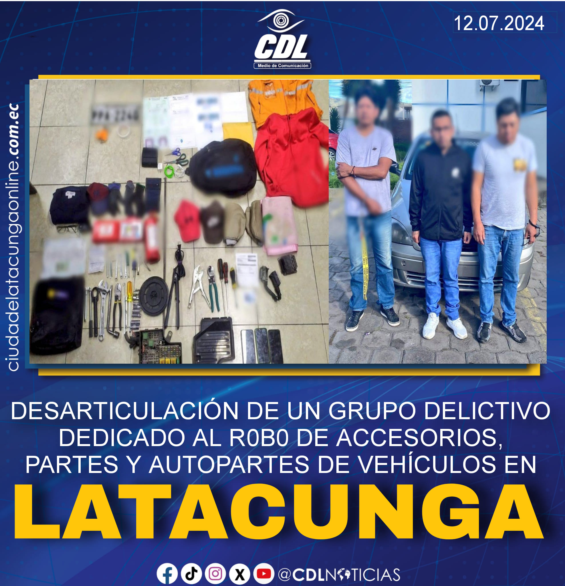 DESARTICULACIÓN DE UN GRUPO DELICTIVO DEDICADO AL R0B0 DE ACCESORIOS, PARTES Y AUTOPARTES DE VEHÍCULOS EN LATACUNGA