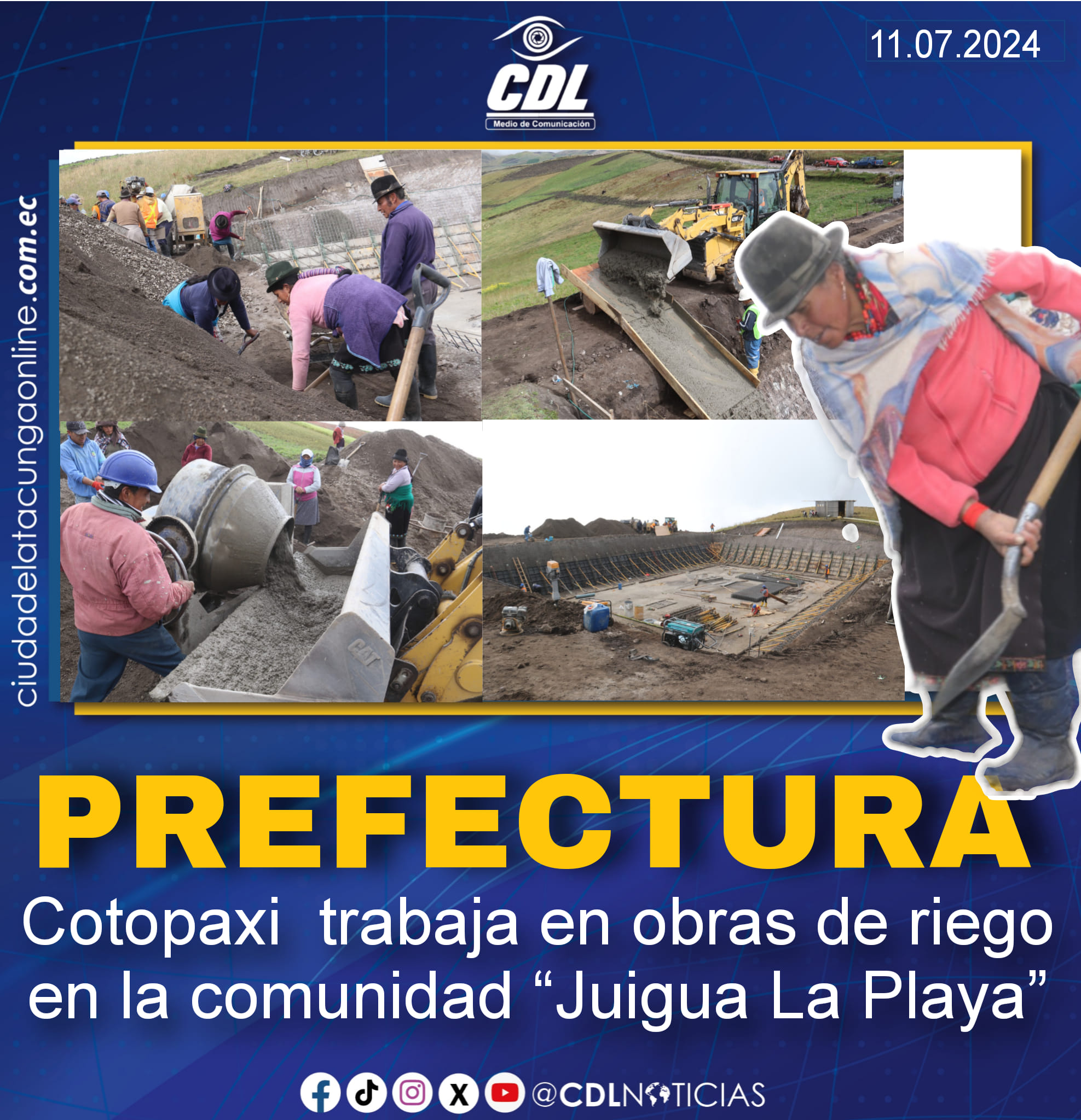 Prefectura Cotopaxi trabaja en obras de riego en la comunidad “Juigua La Playa”