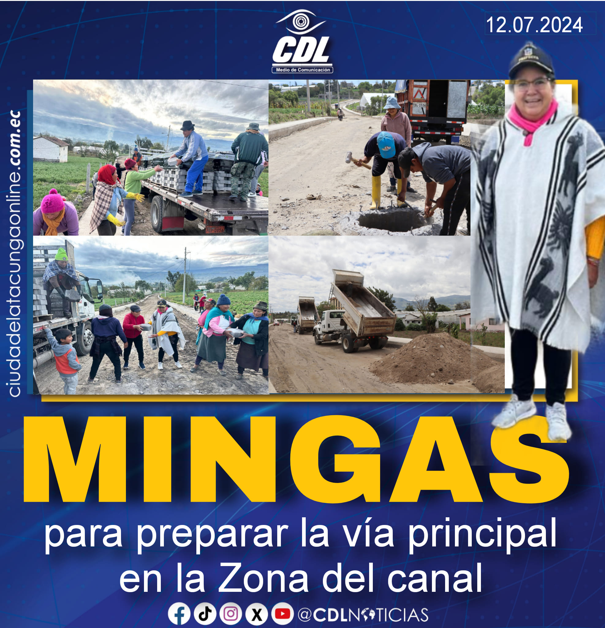 Realizan mingas para preparar la vía principal en la Zona del canal