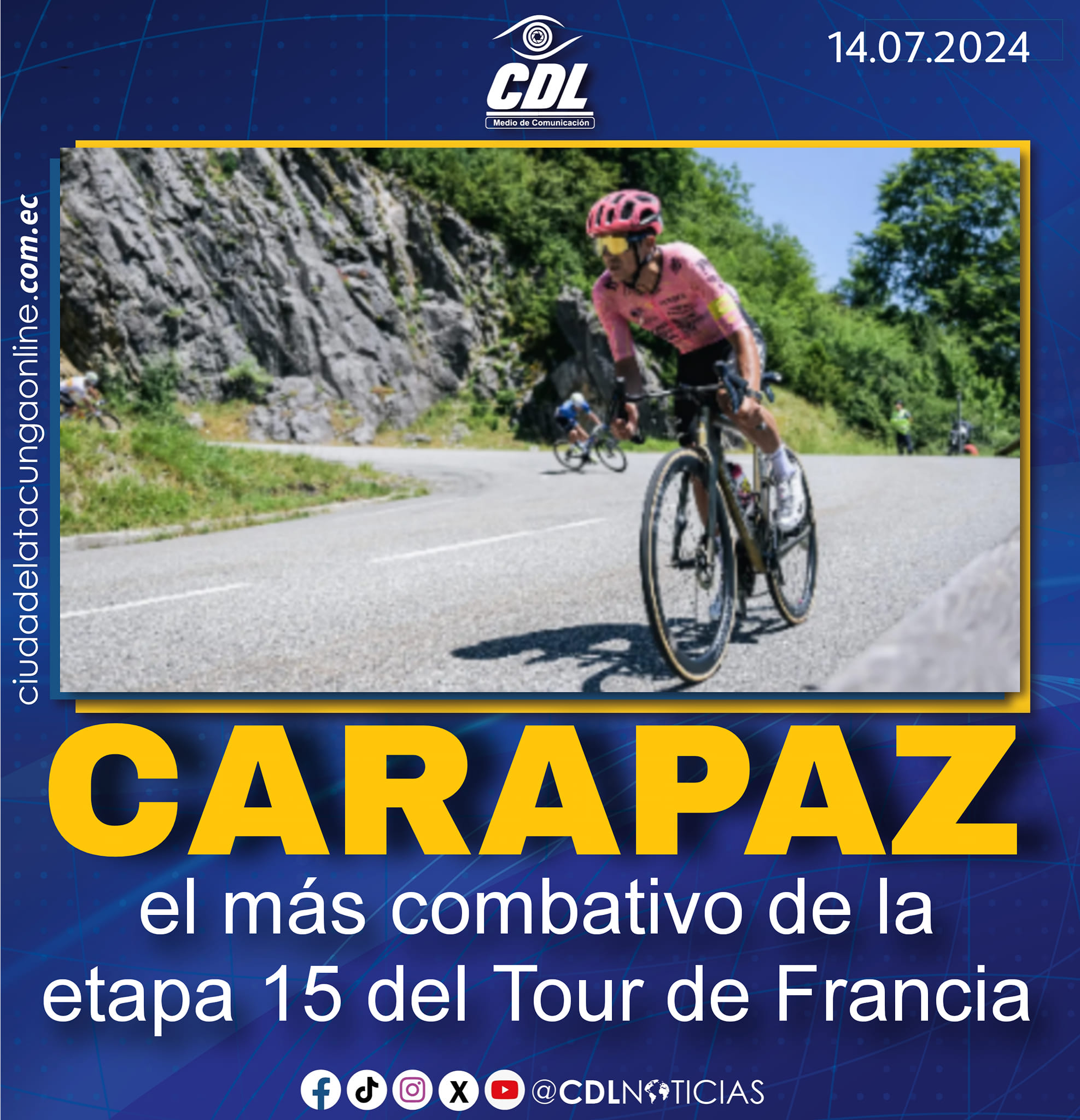 Carapaz el más combativo de la etapa 15 del Tour de Francia