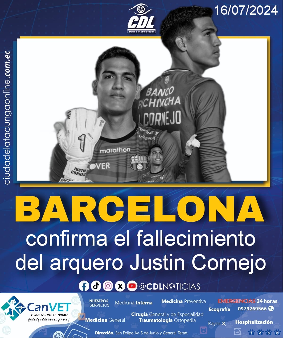 Barcelona confirma el fallecimiento del arquero Justin Cornejo