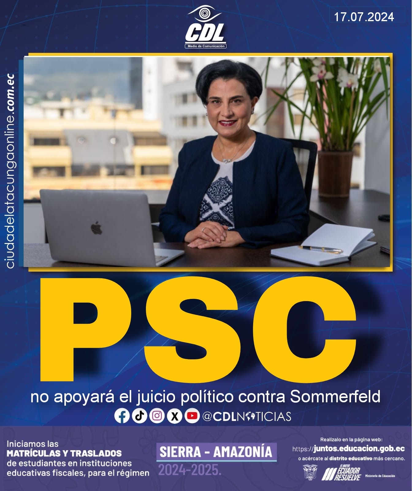 PSC no apoyará juicio político contra Sommerfeld