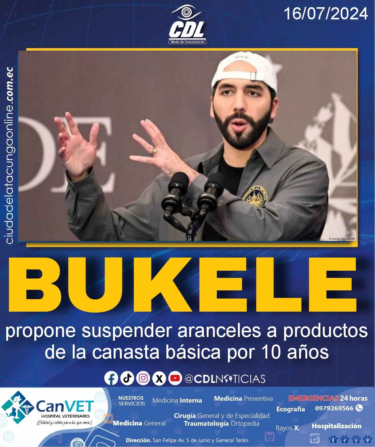Bukele propone suspender aranceles a productos de la canasta básica por 10 años