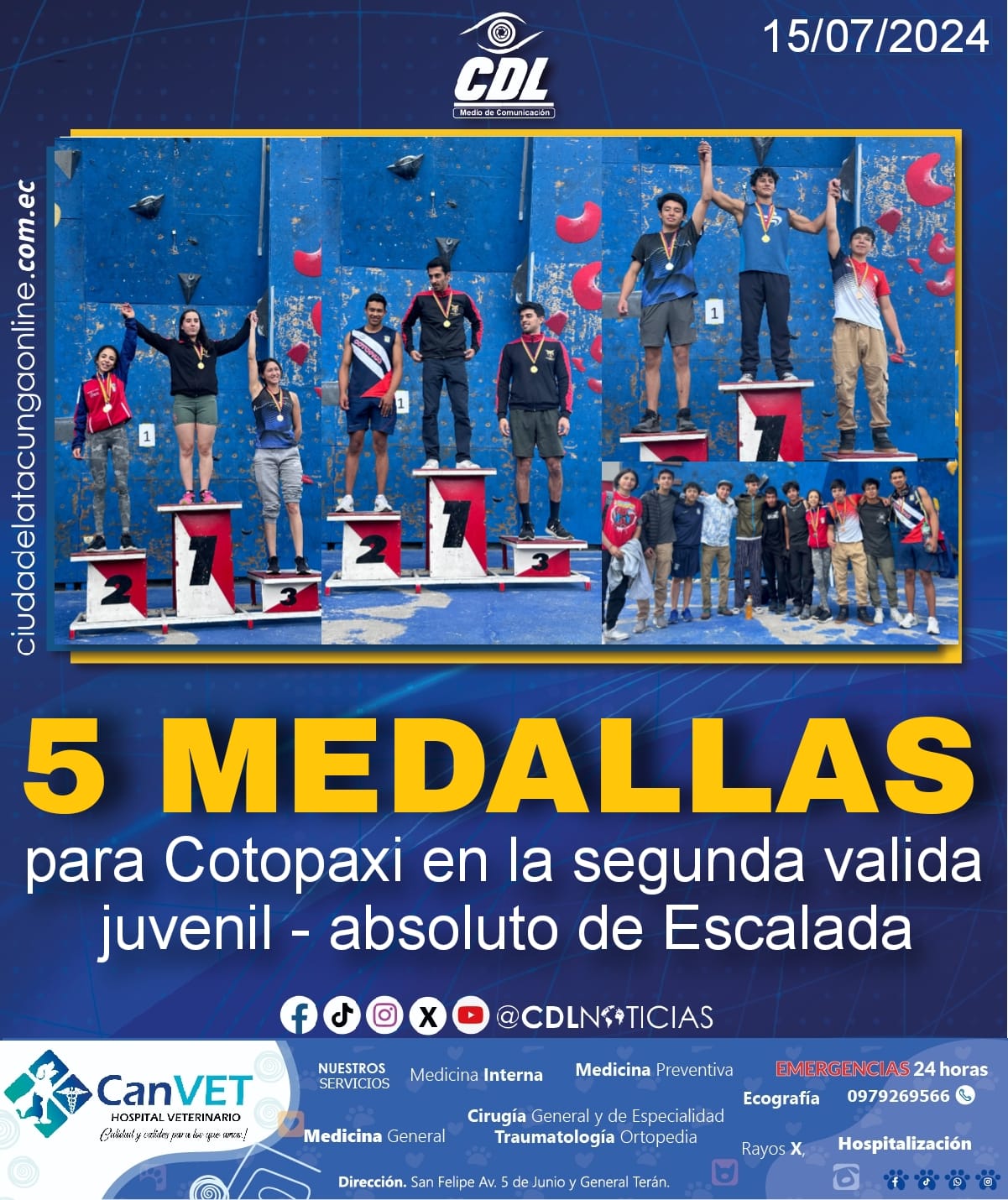 5 Medallas para Cotopaxi en la segunda valida juvenil – absoluto de Escalada