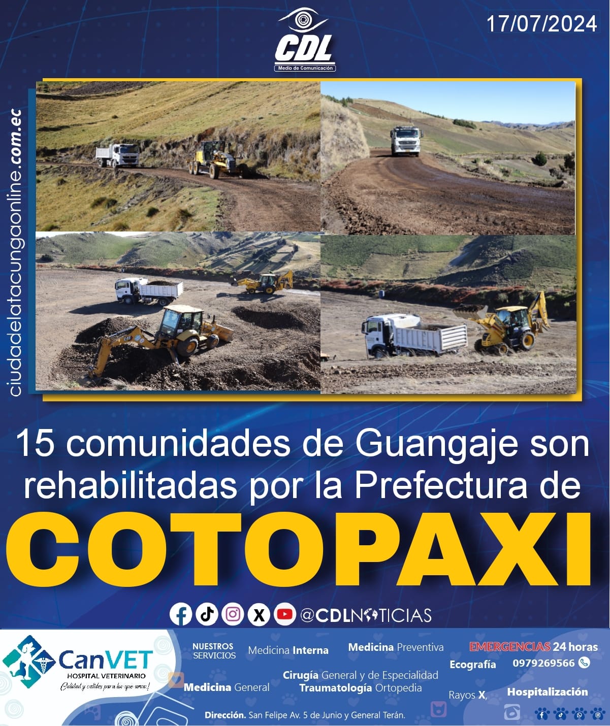 15 comunidades de Guangaje son rehabilitadas por la Prefectura Cotopaxi