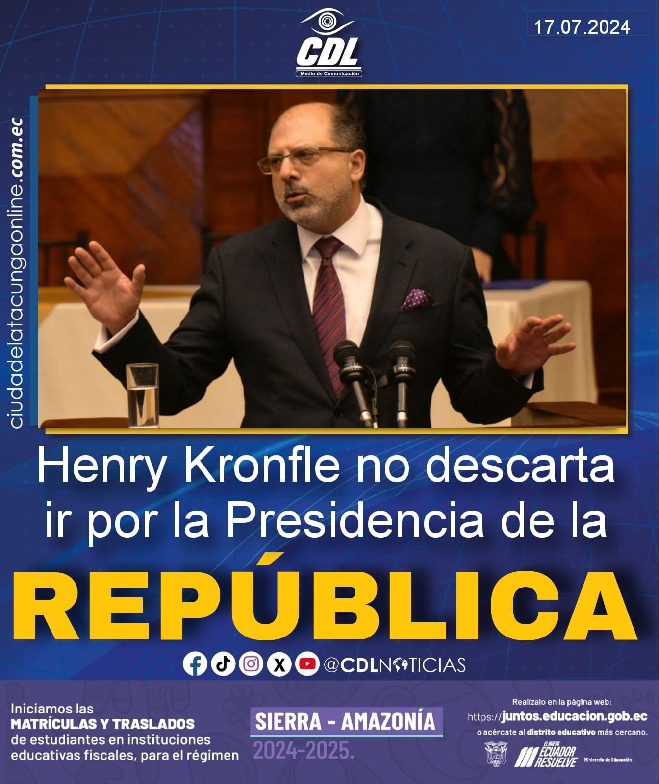 Henry Kronfle no descarta ir por la Presidencia de la República