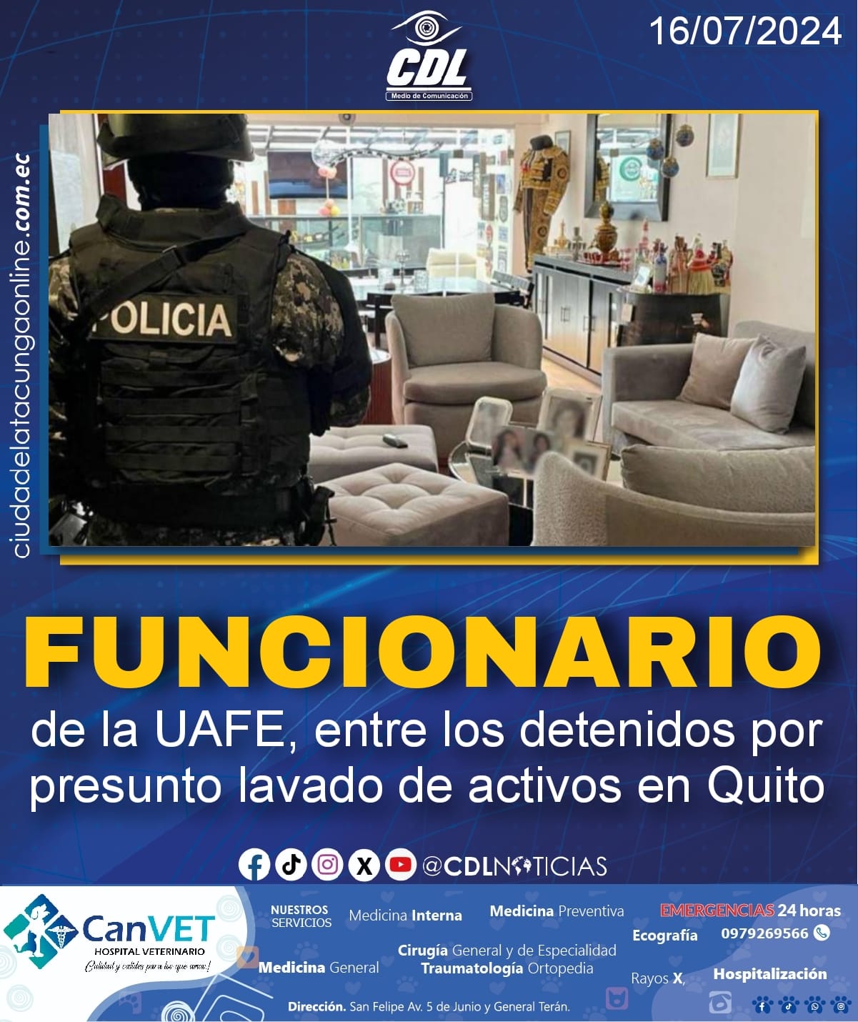 Un funcionario de la UAFE, entre los detenidos por presunto lavado de activos en Quito
