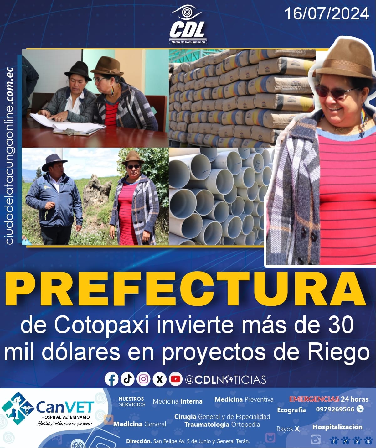 Prefectura de Cotopaxi invierte más de 30 mil dólares en proyectos de Riego