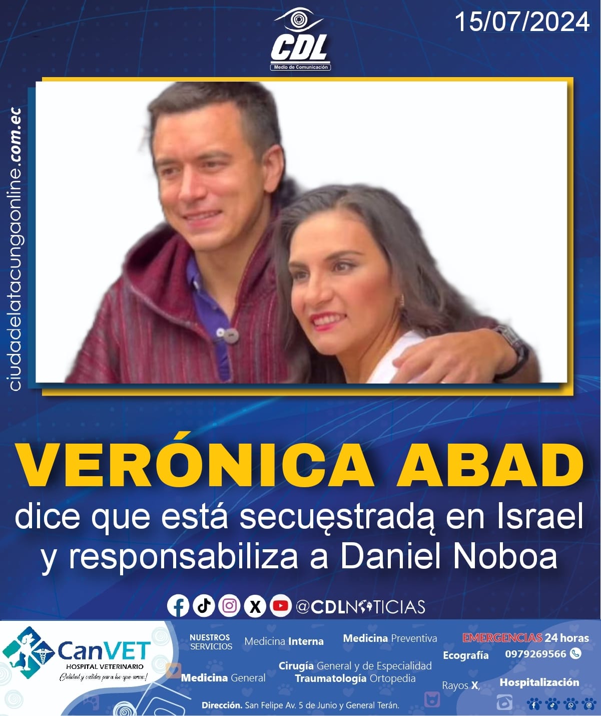 Vicepresidenta Verónica Abad dice que está secųestradą en Israel y responsabiliza a Daniel Noboa