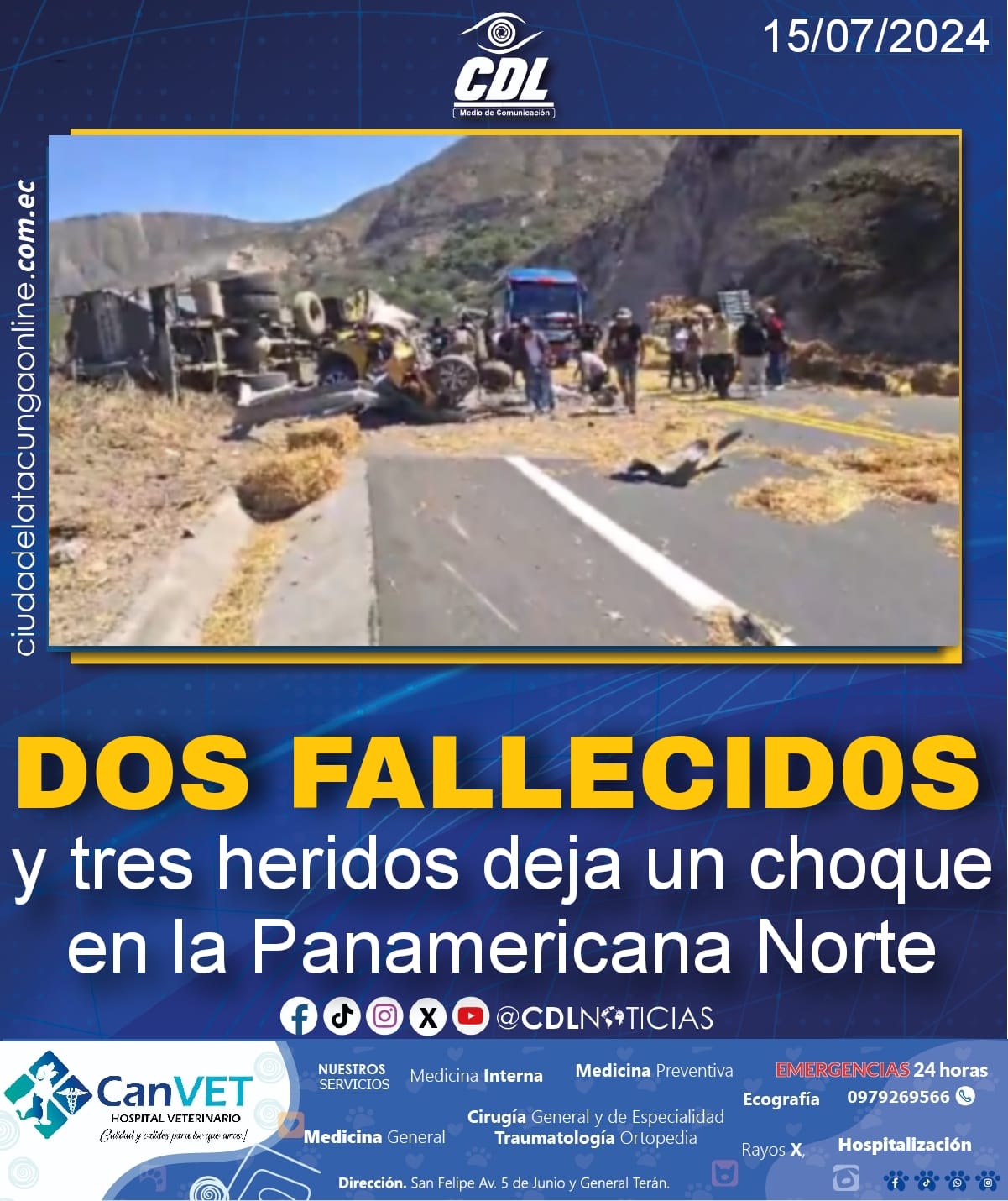 Dos fallecid0s y tres heridos deja un choque en la Panamericana Norte