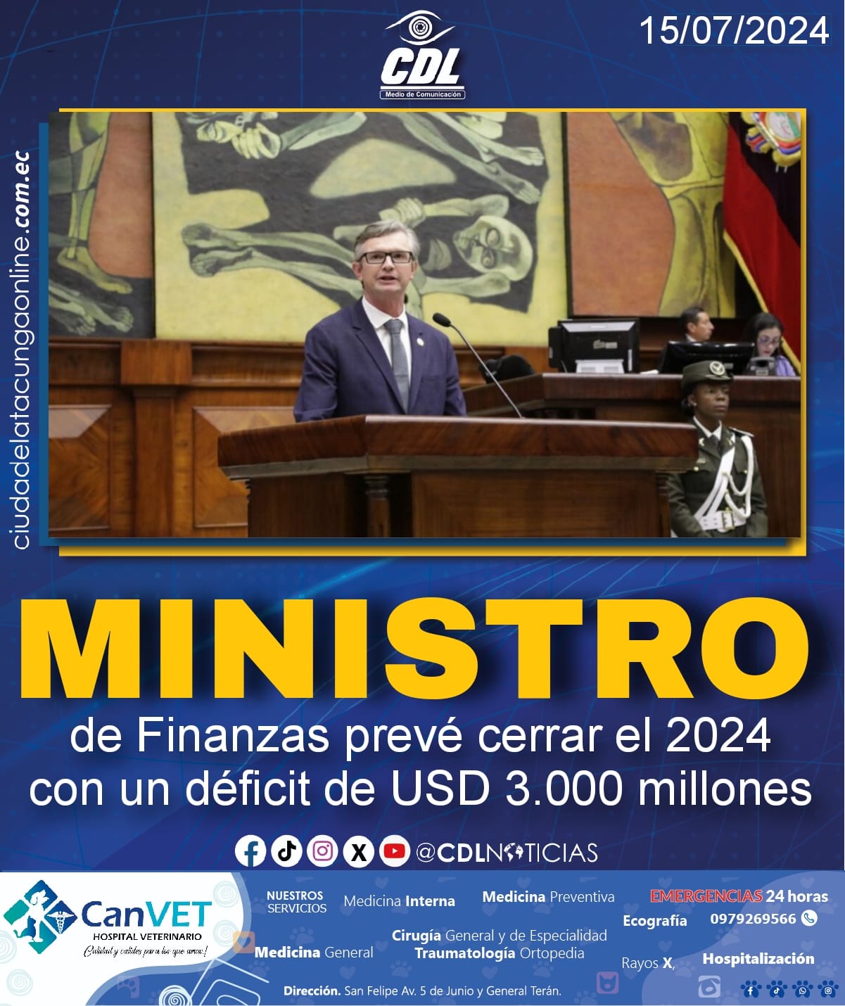 Ministro de Finanzas prevé cerrar el 2024 con un déficit de USD 3.000 millones