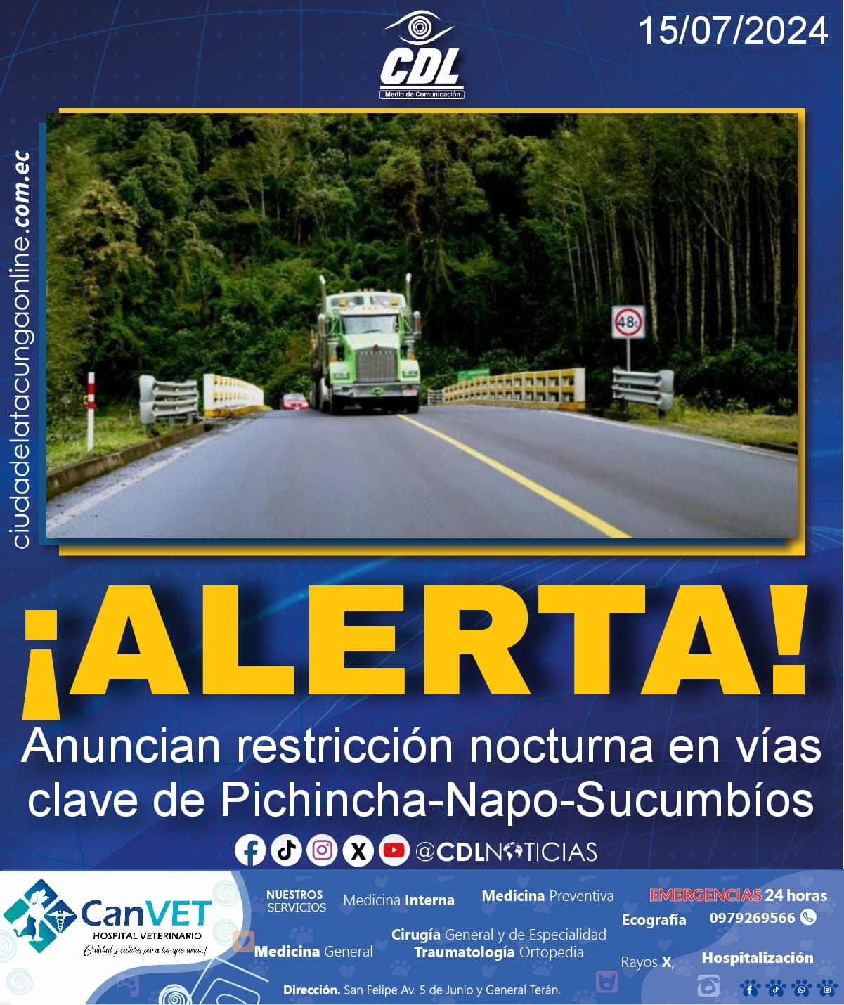 ¡Alerta vial! Anuncian restricción nocturna en vías clave de Pichincha-Napo-Sucumbíos