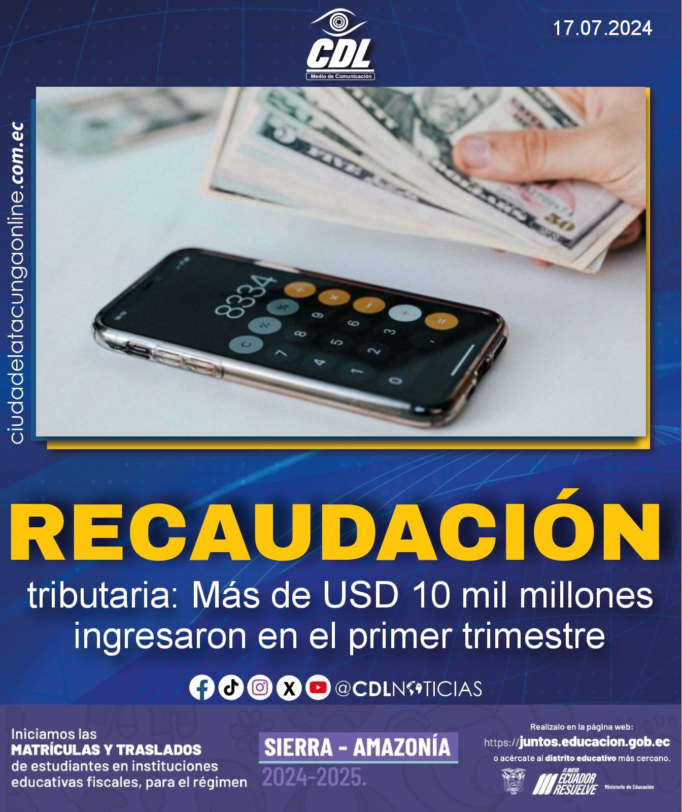 Recaudación tributaria: Más de USD 10 mil millones ingresaron en el primer trimestre