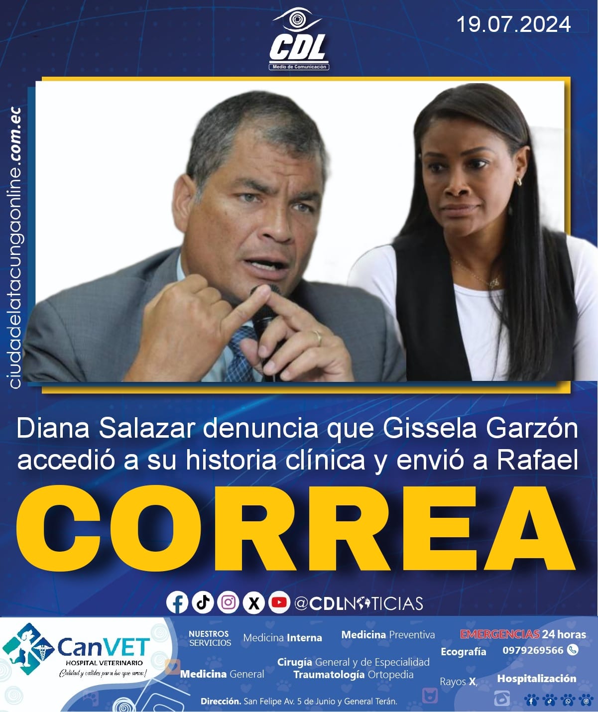 Diana Salazar denuncia que Gissela Garzón accedió a su historia clínica y envió a Rafael Correa