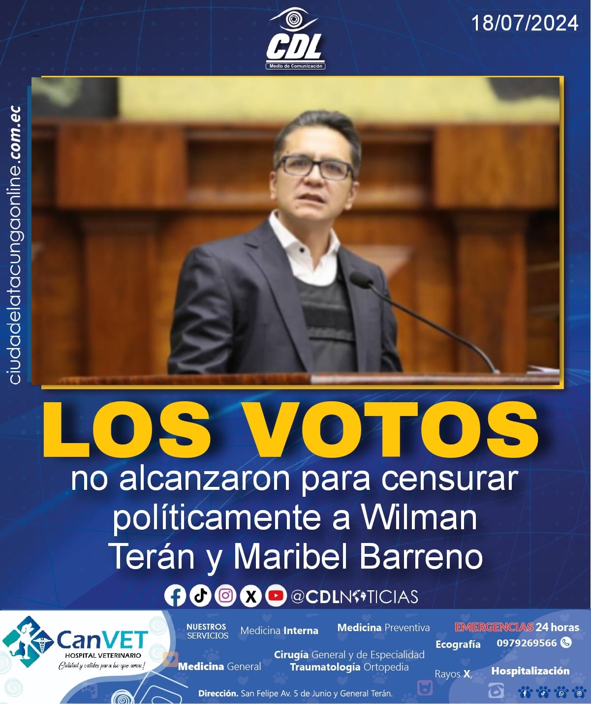 Los votos no alcanzaron para censurar políticamente a Wilman Terán y Maribel Barreno