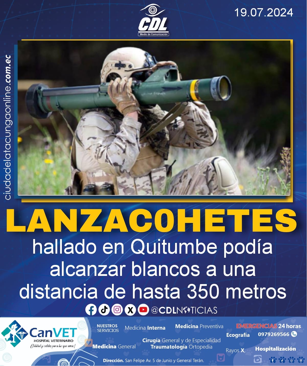 El lanzac0hetes hallado en Quitumbe podía alcanzar blancos a una distancia de hasta 350 metros